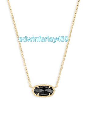 Elisa Gold Pendant Necklace in Black Opaque Glass